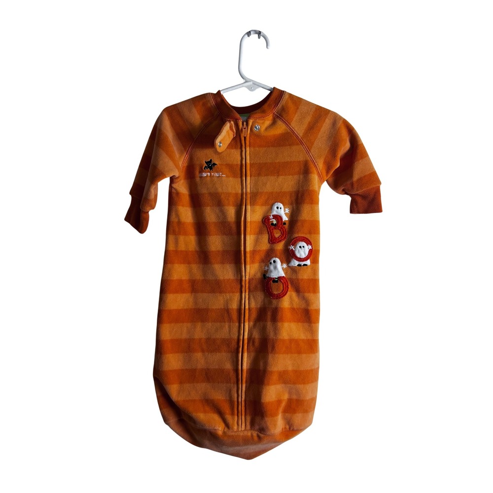 Carter's Sleep Sack 0-9M Orange Striped Halloween Ghost Boo Fleece Baby